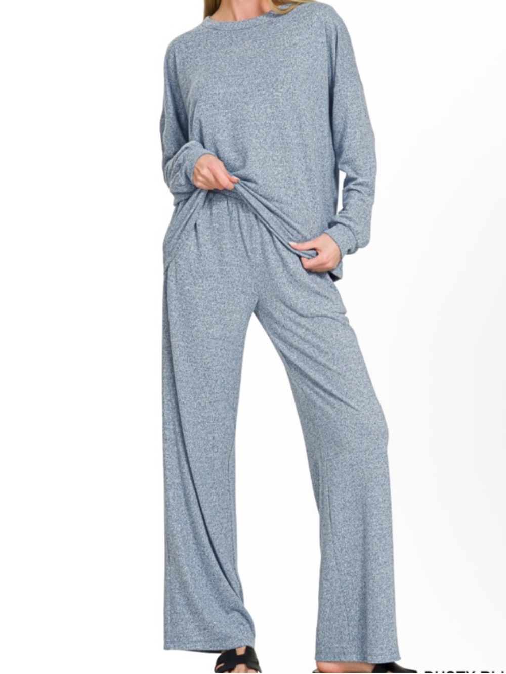 Zenana Hacci Knit Wide Leg Lounge Set